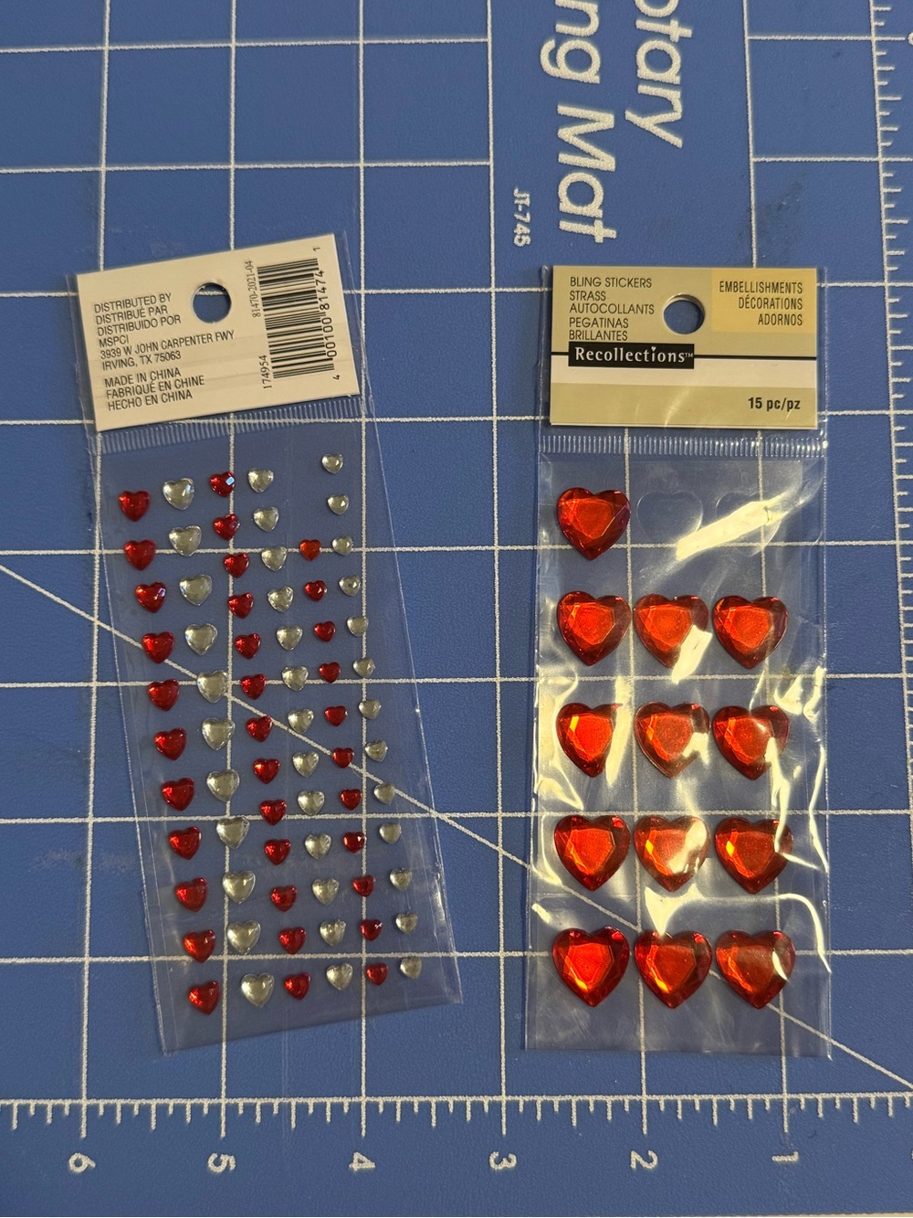 Heart shape bling stickers